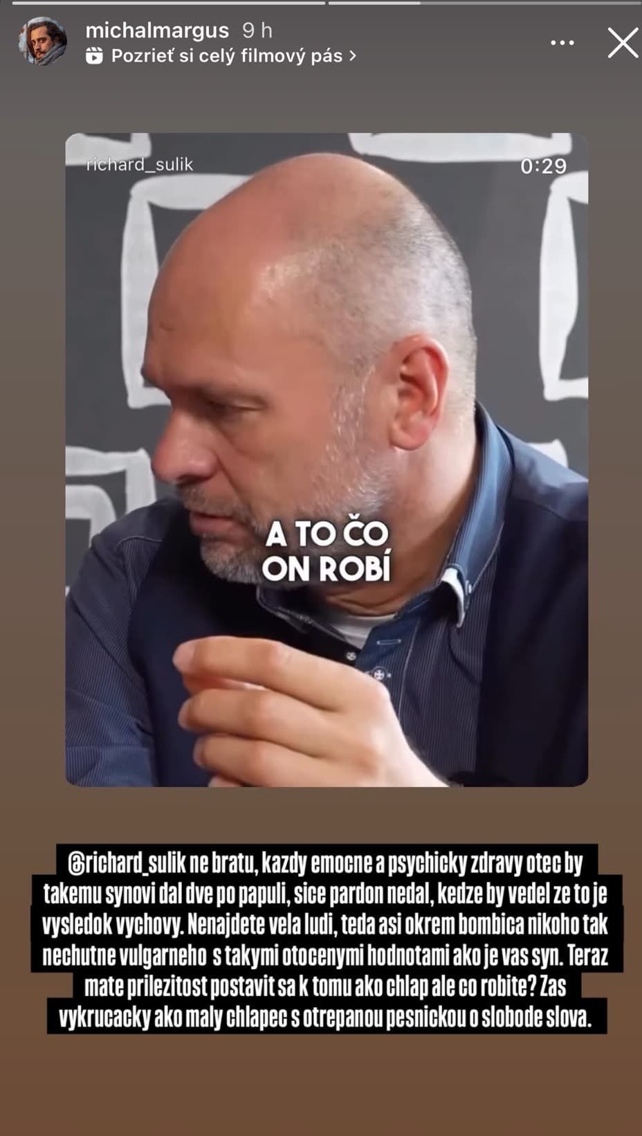 Partner herečky Natálie Puklušovej, Michal Marguš, má na Sulíkov postoj jasný názor. 