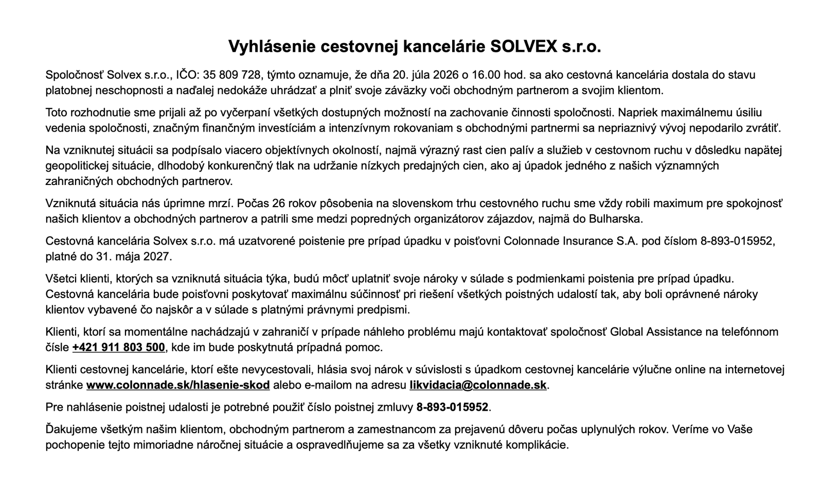 Ďalšia cestovka padla uprostred