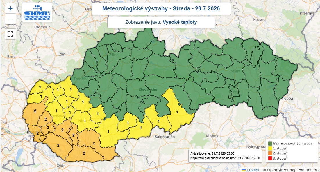 Na Slovensku majú popoludní