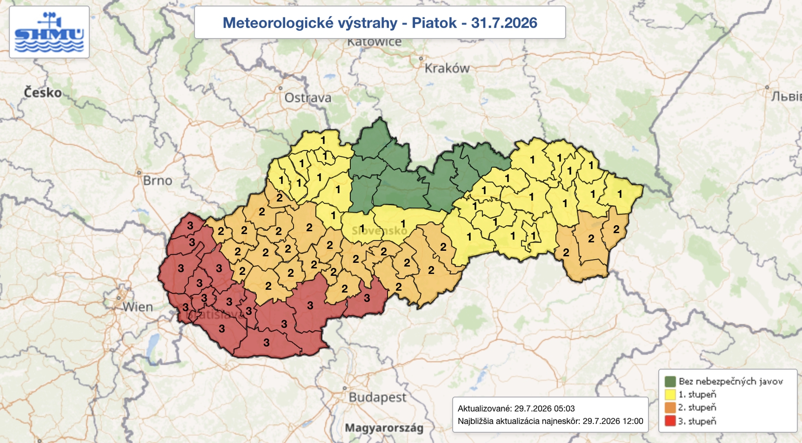 Výstrahy pred teplotami na piatok