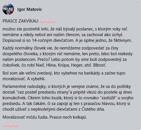 Podráždený Matovič po sexuálnom