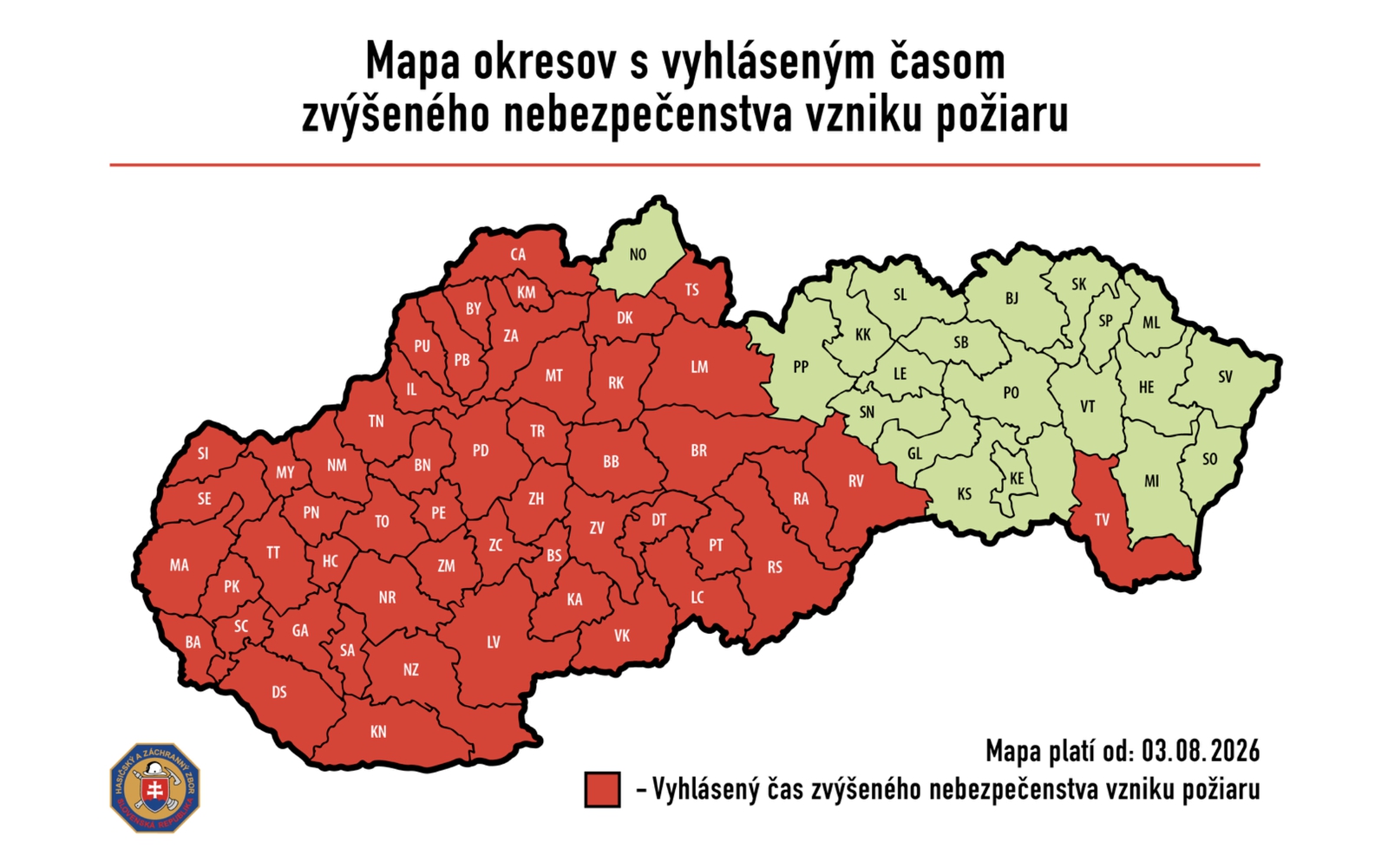 Hasiči rozšírili výstrahu: Zvýšené