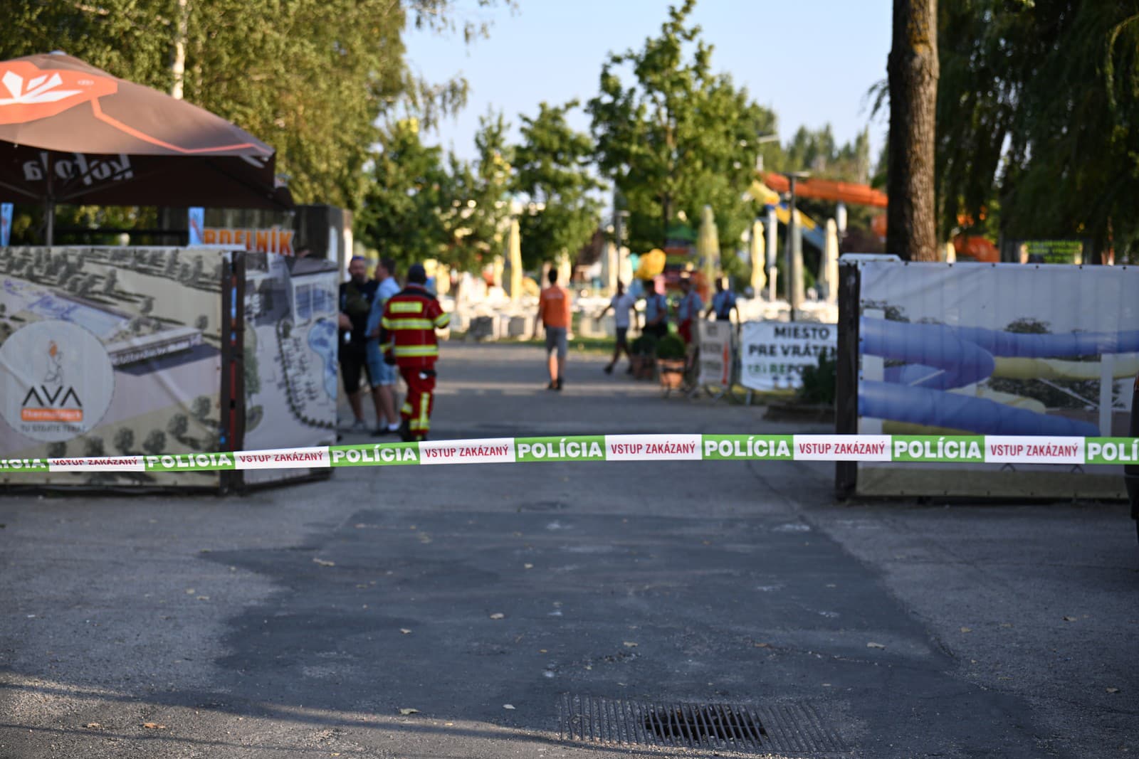 Policajná páska pri kúpalisku AVA Thermalpark Diakovce
