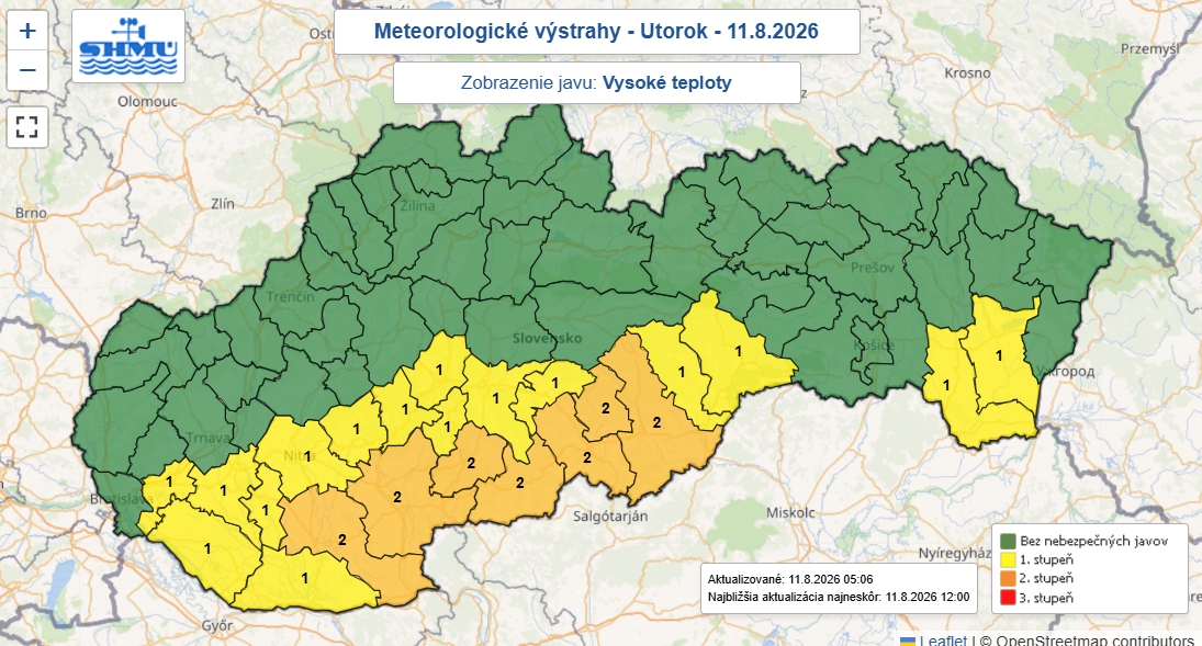 V južných okresoch Slovenska