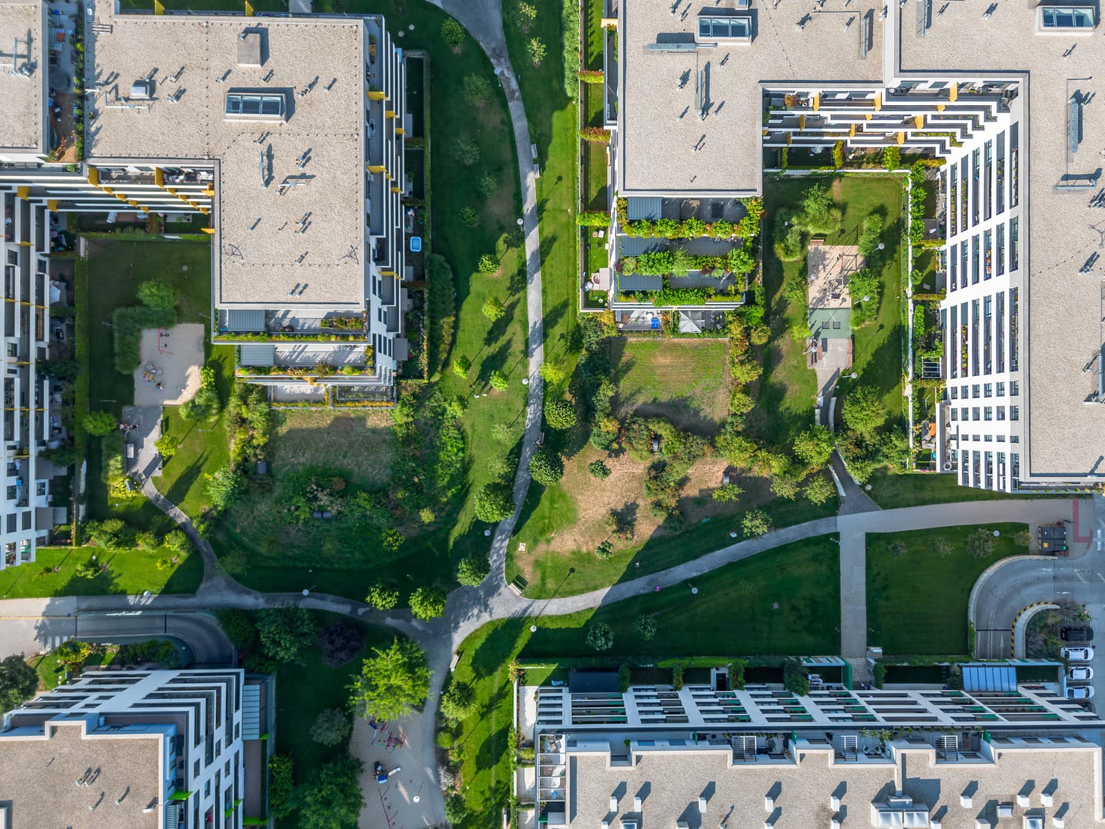 Pohľad na park v trnavskom projekte Arboria.