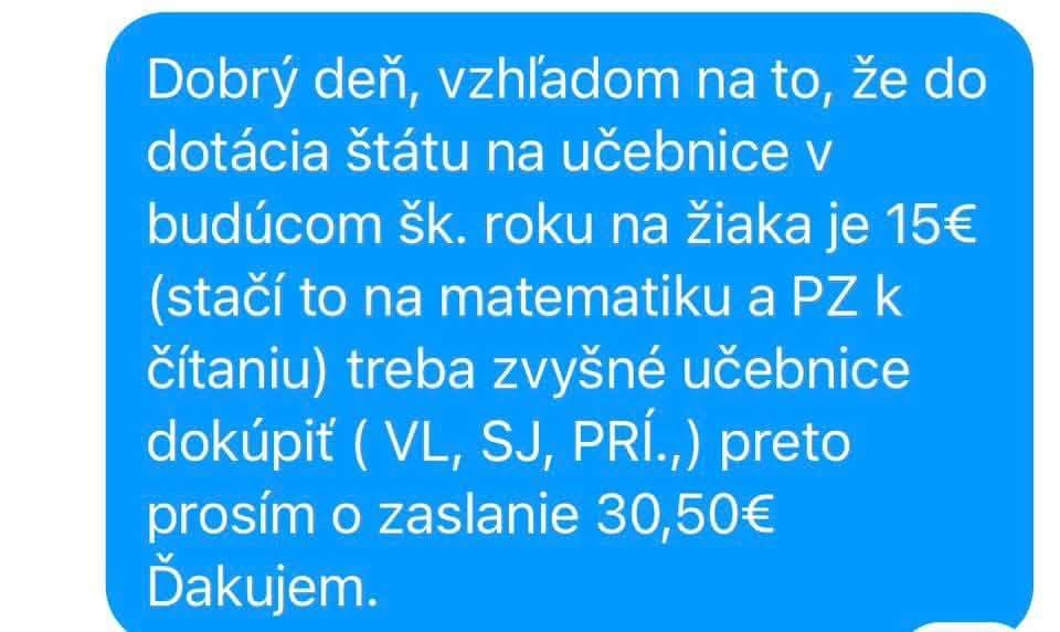 Znenie správy školy, ktorú adresovala jedna zo škôl rodičom na konci minulého školského roka