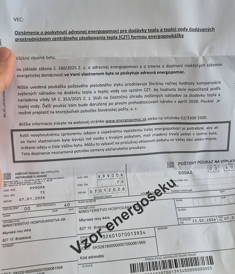 Jeden z mnohých typov dokumentov, ktoré v týchto dňoch chodia domácnostiam.
