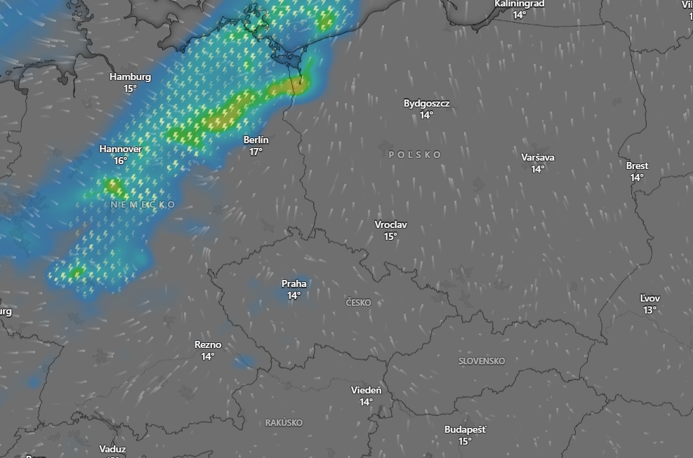 Situácia nad Nemeckom v stredu ráno o 9:30 h