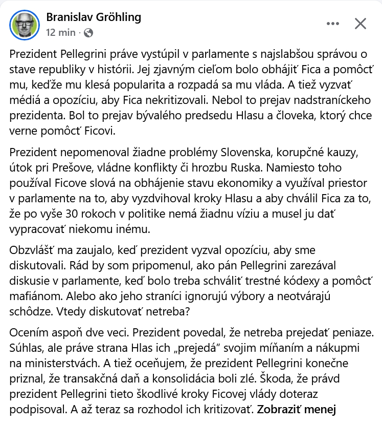 Opozičníci rázne oplatili Pellegrinimu