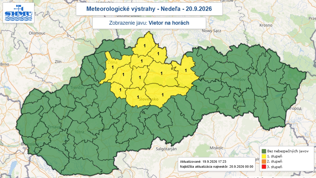 Slovensko čaká v nedeľu