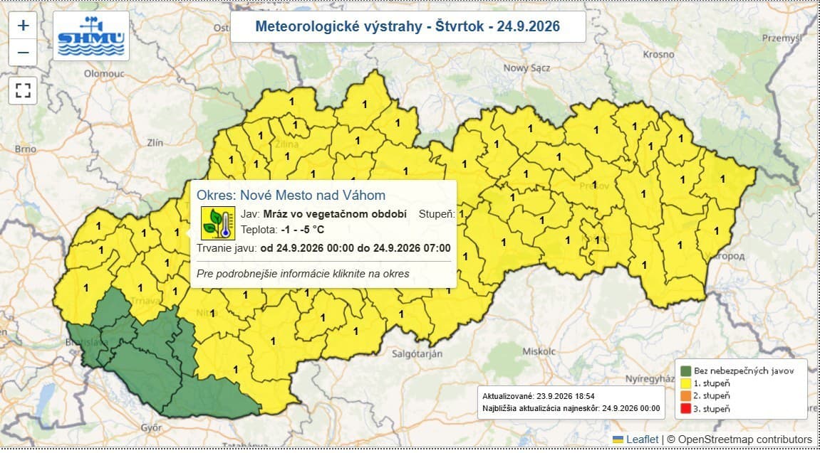 Predpoveď počasia na 24.9.2026