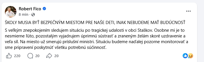 PRVÉ reakcie na čierny