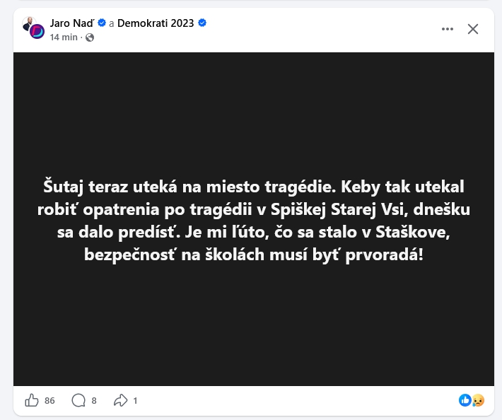 PRVÉ reakcie na čierny