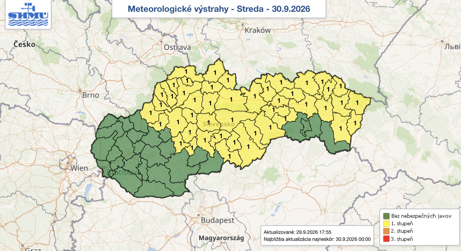 Na väčšine územia Slovenska