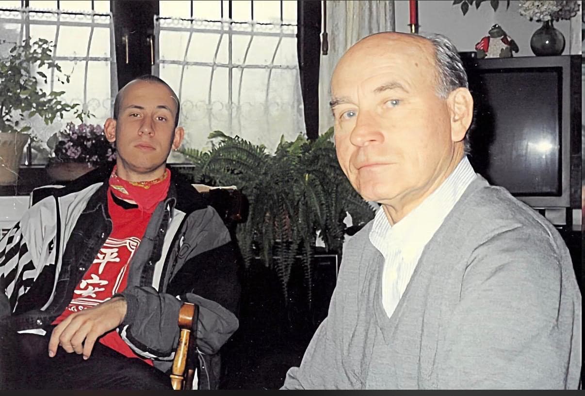 Jozef Ráž spoločne s dedom Štefanom Nosáľom