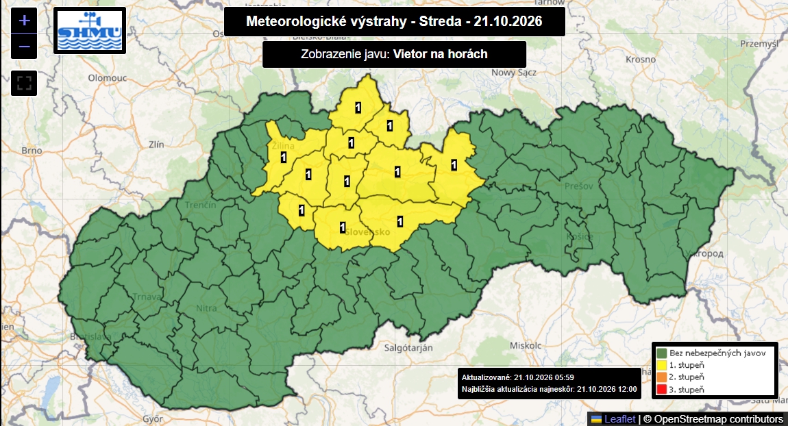 Slovensko potrápi vietor na