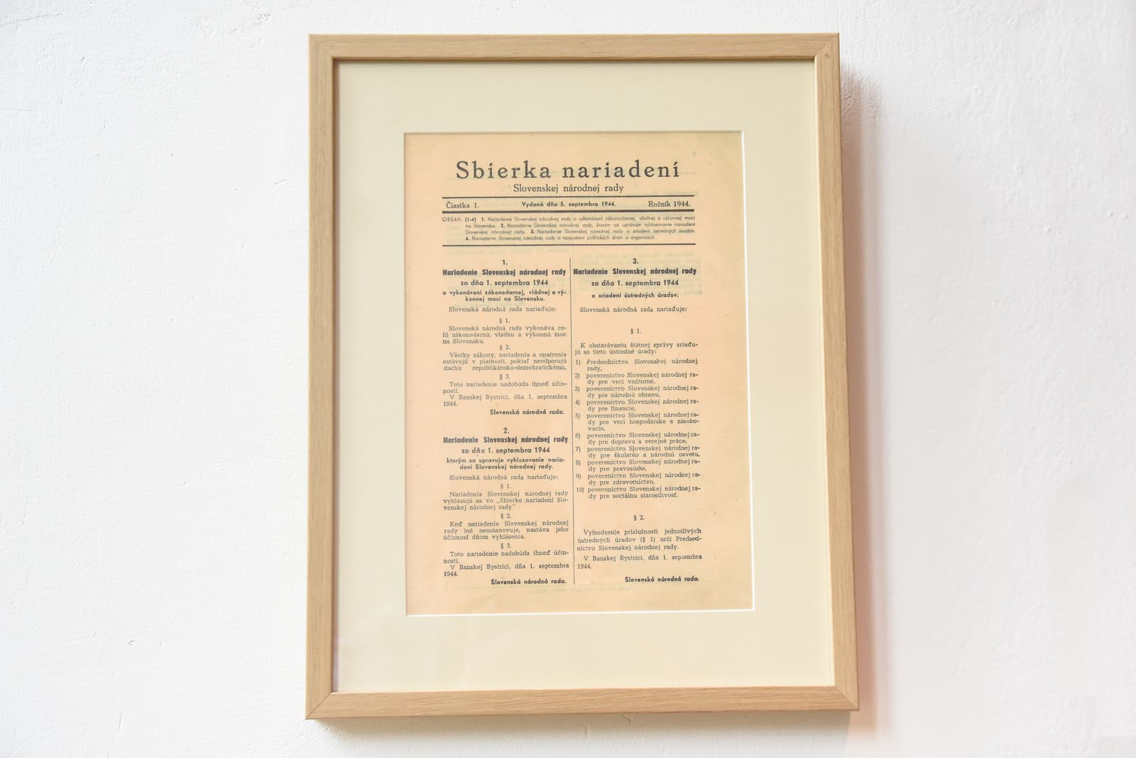 Na snímke Zbierka nariadení SNR z roku 1944 v Myjave 28. mája 2019.