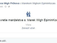Lucia Frčková sa na sociálnej sieti Facebook pochválila všetkým svojim priateľom, že je opäť vydatá. 