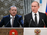 Turecký prezident Recep Tayyip Erdogan a ruský prezident Vladimír Putin. Turecký prezident Recep Tayyip Erdogan a ruský prezident Vladimír Putin.