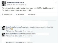 Jojkárka Erika Barkolová informovala na sociálnej sieti svojich priateľov o tom, že sa ocitla v centre cyperskej drámy.