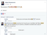 Nikola Komorová o rozvode informovala na sociálnej sieti Facebook.