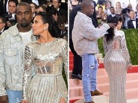 Kanye West prišiel na slávnostné podujatie v roztrhaných rifliach. Oveľa viac pozornosti však pútal pohľadom. Vďaka modrým kontaktným šošovkám vyzeral ako démon. Kim Kardashian stavila na metalickú róbu, v ktorej jej kyprý zadok pripomínal diskoguľu.