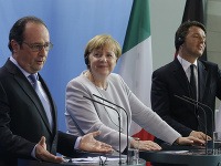 Angela Merkelová sa stretla s Matteom Renzim a Francoisom Hollandom.