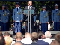 Prezident SR Andrej Kiska počas prejavu v rámci osláv 72. výročia Slovenského národného povstania v areáli Múzea SNP v Banskej Bystrici.