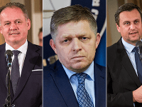 Prezident Andrej Kiska, premiér Robert Fico a šéf národniarov Andrej Danko Prezident Andrej Kiska, premiér Robert Fico a šéf národniarov Andrej Danko