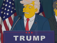 Donald Trump v úlohe amerického prezidenta v seriáli Simpsonovci. Donald Trump v úlohe amerického prezidenta v seriáli Simpsonovci.