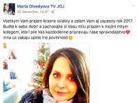 Moderátorka jojkárskeho spravodajstva Mária Ölvedyová sa so šťastnou novinou pochválila na sociálnej sieti Facebook.