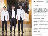 Andrea Bocelli a jeho synovia Amos a Matteo boli hlavnými hviezdami módnej šou. 