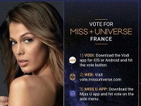 Iris Mittenaere na svojej hlasovacej fotke, ktorú mnohé stránky použili pri oznamovaní jej víťazstva na Miss Universe. 