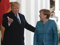 Angela Merkelová na stretnutí s Donaldom Trumpom. 