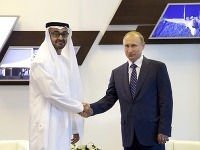 Mohammad Bin Zayed Al Nahyan pri stretnutí s ruským prezidentom Vladimirom Putinom
