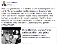 Vilo Rozboril napísal na Facebook slová plné bolesti. 