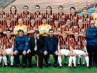 Oficiálne foto hráčov a realizačného tímu 1. FC Košice v sezóne 1996/97.