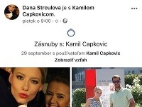 Dana Strculová sa v piatok zasnúbila s dlhoročným priateľom Kamilom Čapkovičom.