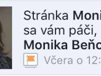 Fanúšikom Moniky Beňovej na Facebooku v pondelok vyskočil oznam o zmene názvu stránky. 