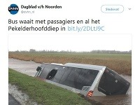 Prevrátený autobus v Belgicku