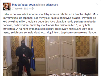 Magda Vášáryová sa na adresu Márie Troškovej vyjadrila na sociálnej sieti.