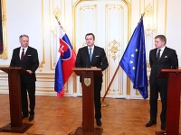 Zľava: Andrej Kiska, Andrej Danko a Robert Fico