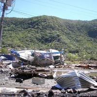 Škody po cunami v hlavnom meste Pago Pago