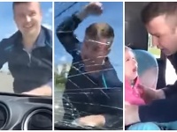Rozzúrený otec rozbil čelné sklo na aute, v ktorom sedela jeho exmanželka a dcéra. 