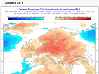 Predpokladaná teplota augusta, odchýlky od dlhodobého priemeru 1981-2010 