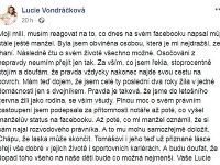 Lucie Vondráčková sa vyjadrila k reakcii jej manžela.
