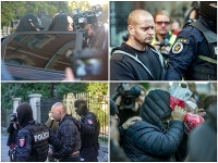 Štvorica obvinených na Špecializovanom trestnom súde v Banskej Bystrici. 