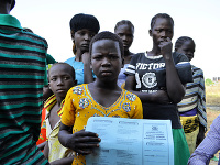 Žiak základnej školy v Južnom Sudáne