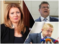 Zuzana Čaputová, Maroš Šefčovič a Štefan Harabin Zuzana Čaputová, Maroš Šefčovič a Štefan Harabin