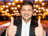 Prezidentský kandidát Volodymyr Zelenskyj. Prezidentský kandidát Volodymyr Zelenskyj.